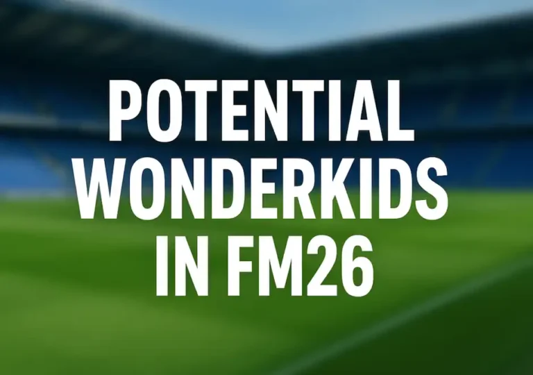 potential wonderkids in fm26 title with football stadium background